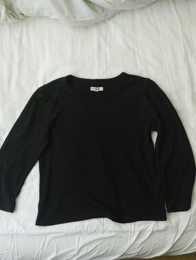 Madewell Ribbed Puff sleeve Black Shirt